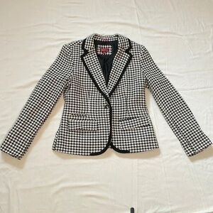 Women's Black and White Houndstooth Blazer